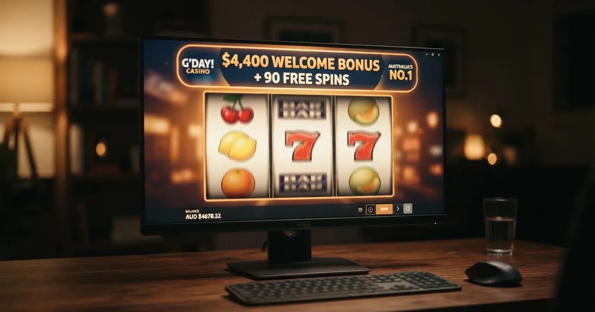 A close-up of a slot reel display shown on a monitor, no other windows open.